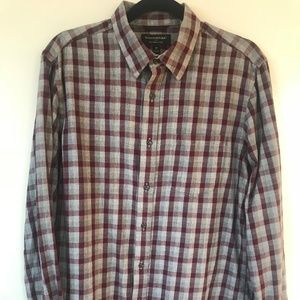 Banana Republic Grey and Maroon Plaid Button-Down